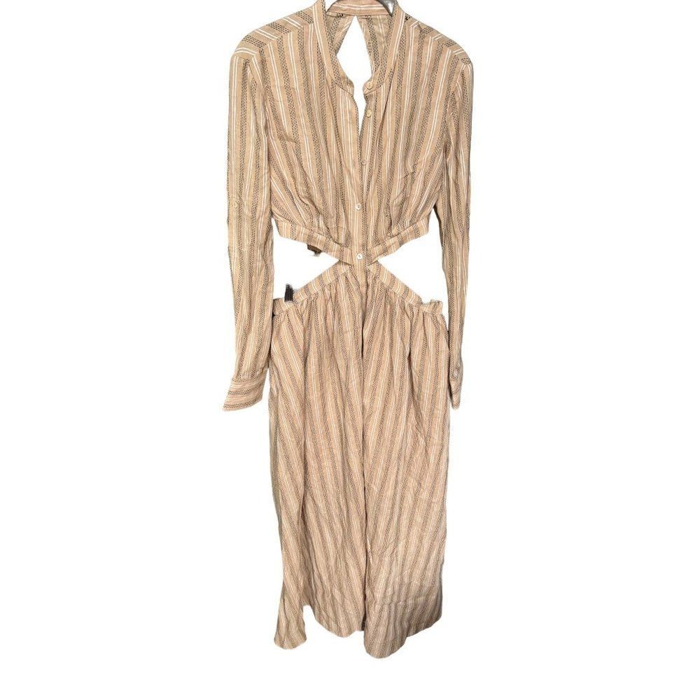 Anthropologie Tan Striped Maxi Dress - Picture 5 of 14